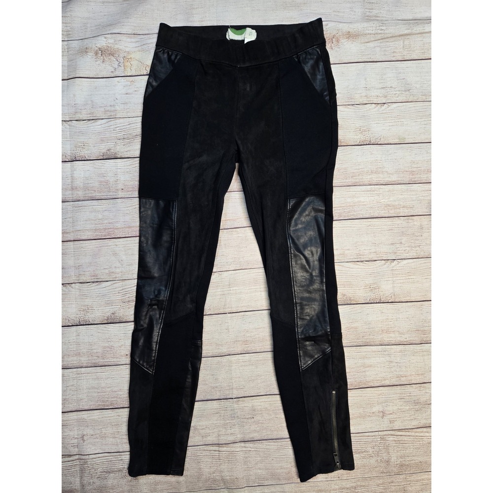 Anthropologie Leggings Womens 27 Black Faux Leather Moto Legging Pants Zip Ankle